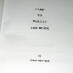 Card To Wallet Book by Jerry Mentzer