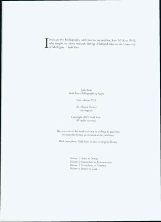 Todd Karrs Bibliography of Magic (Vols. 1-4) by Todd Karr