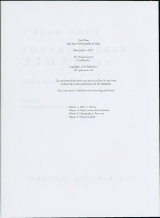 Todd Karrs Bibliography of Magic (Vols. 1-4) by Todd Karr